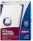 DIVIDERS, LEGAL, EXHIBIT, NUMERIC, AVERY, 26 TAB, CLEAR THUMBNAIL
